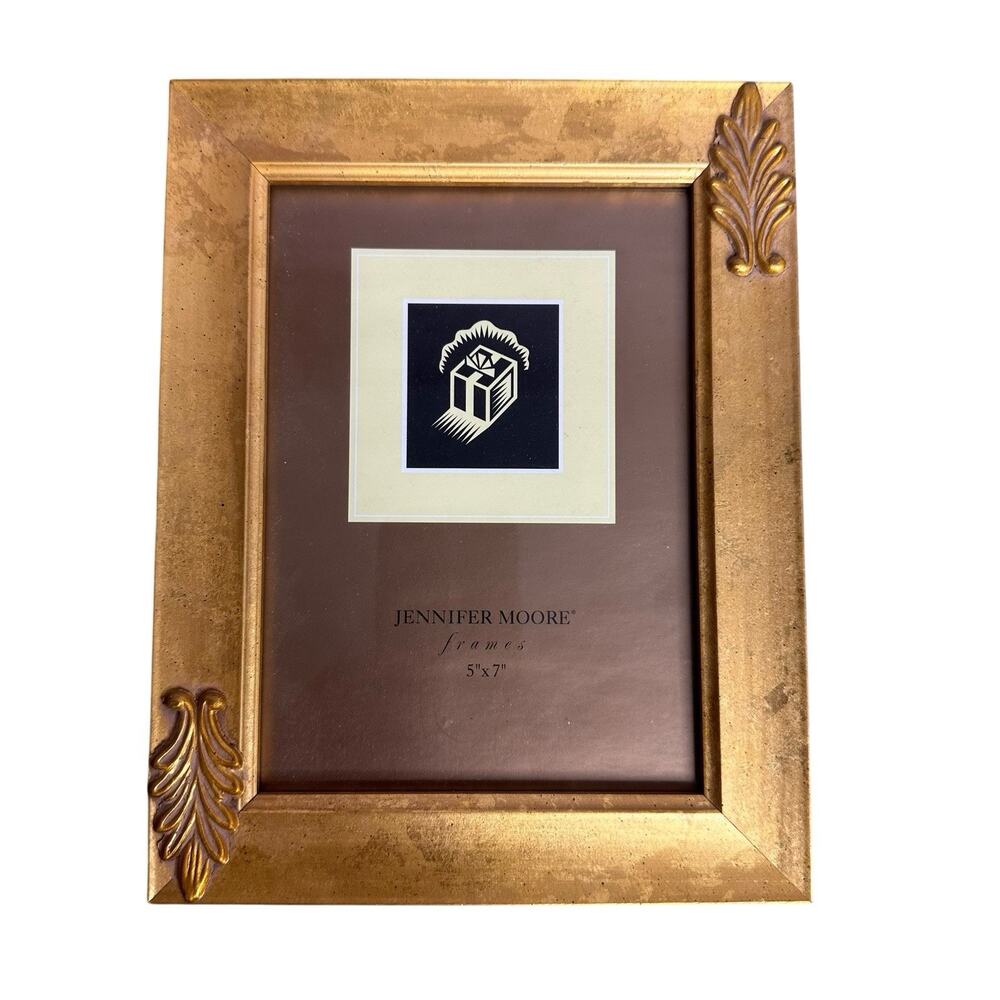 Jennifer Moore 5x7 Picture Frame Gold Ornate Resin Plastic With Glass